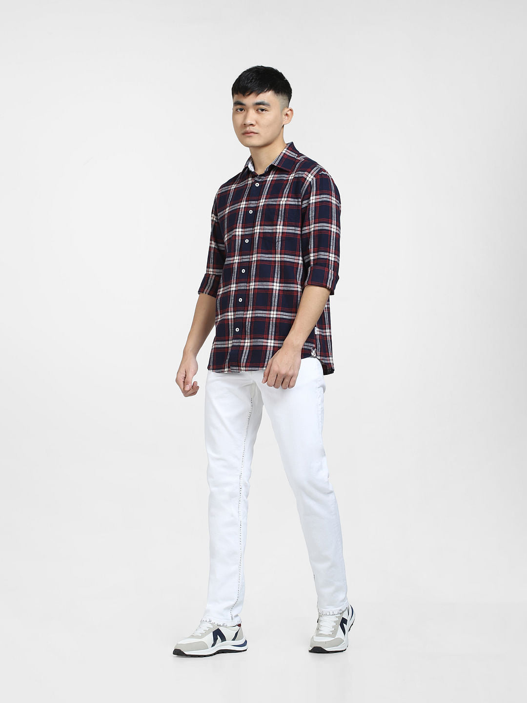 Dark Blue Check Full Sleeves Shirt