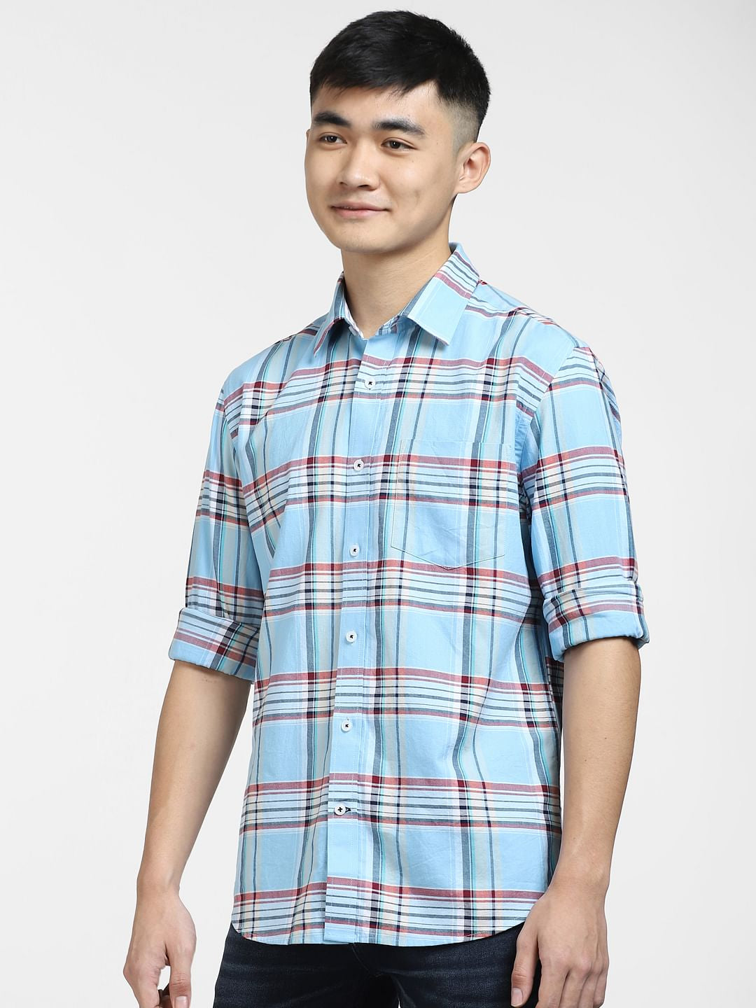 Blue Check Print Full Sleeves Shirt