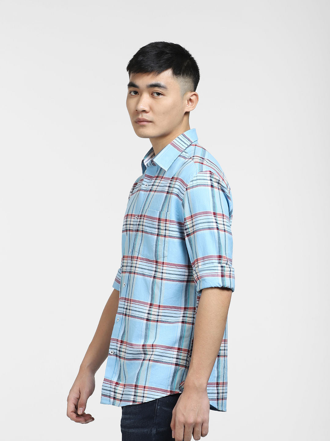 Blue Check Print Full Sleeves Shirt