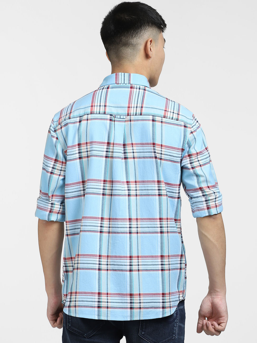 Blue Check Print Full Sleeves Shirt