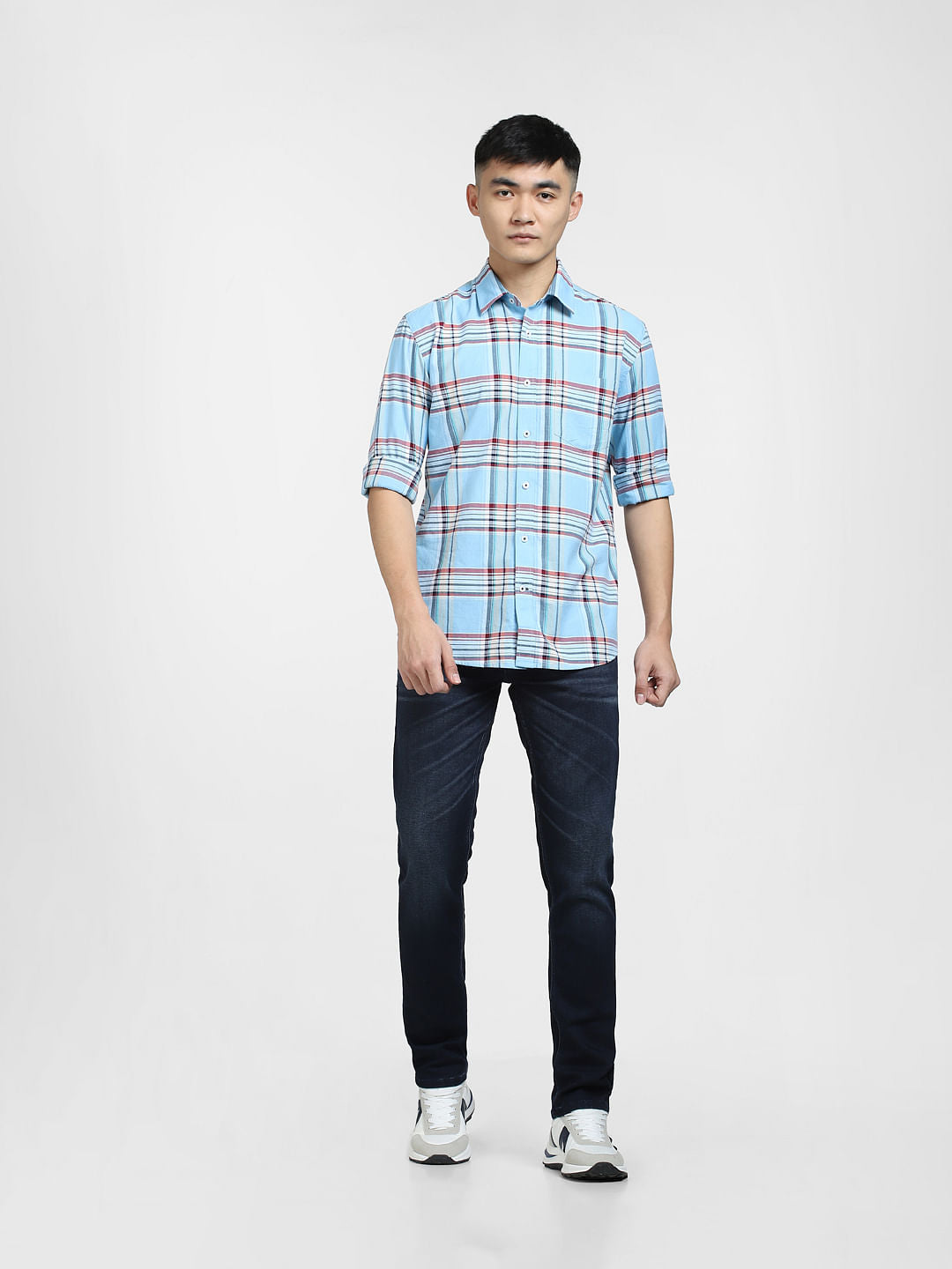 Blue Check Print Full Sleeves Shirt