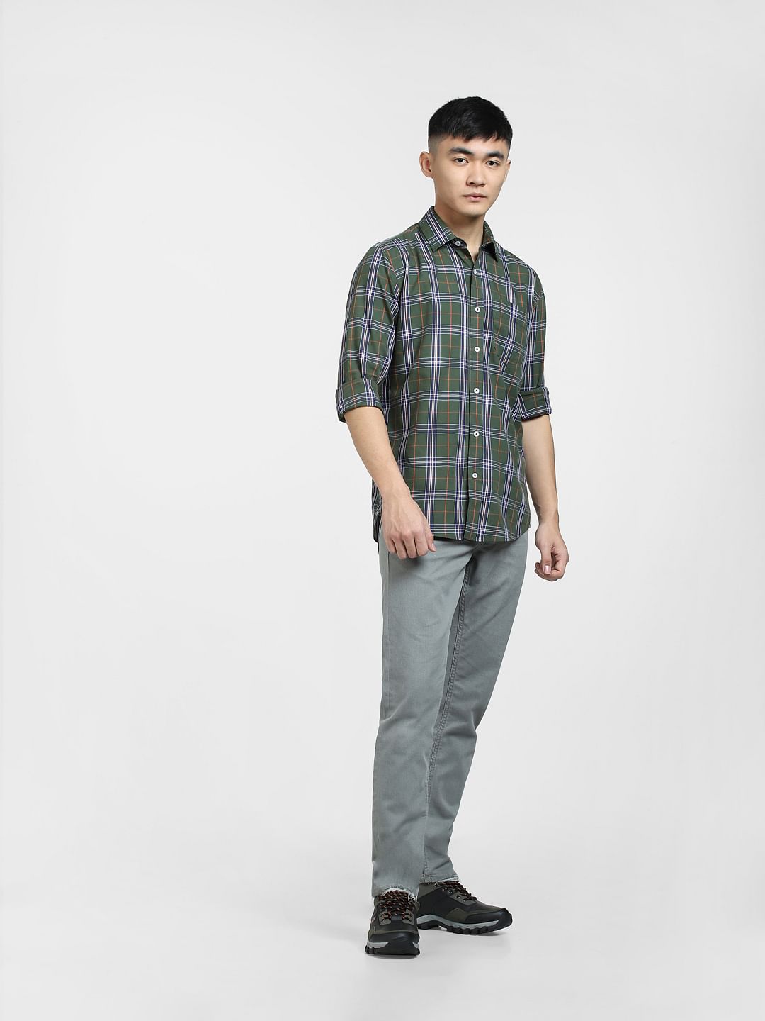 Green Check Full Sleeves Shirt