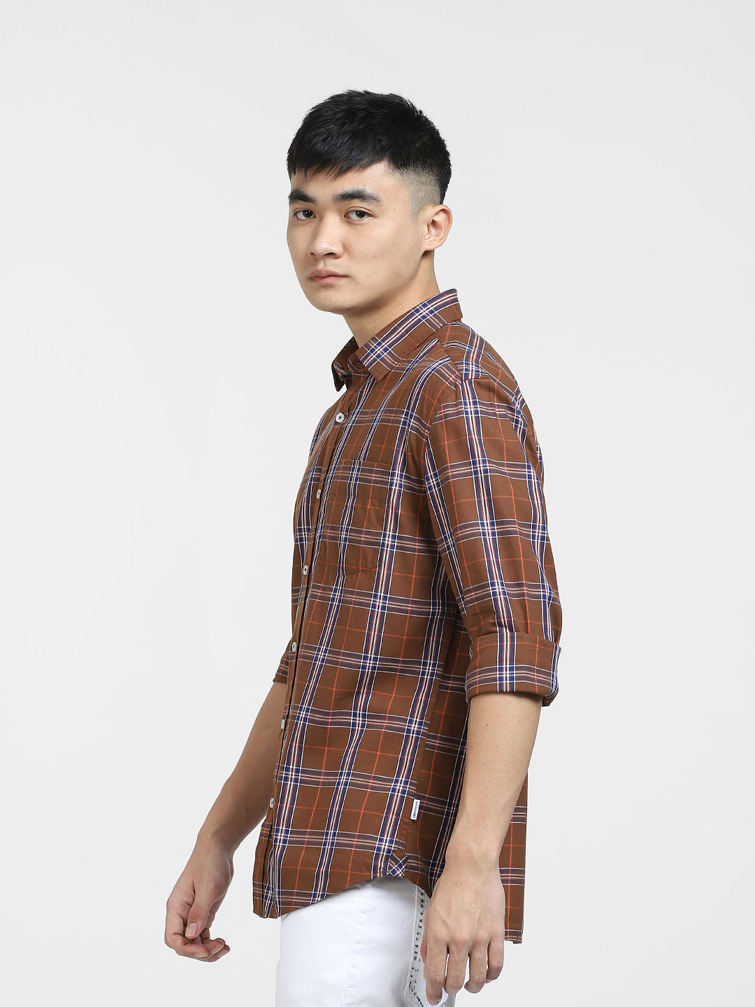 Brown Check Full Sleeves Shirt