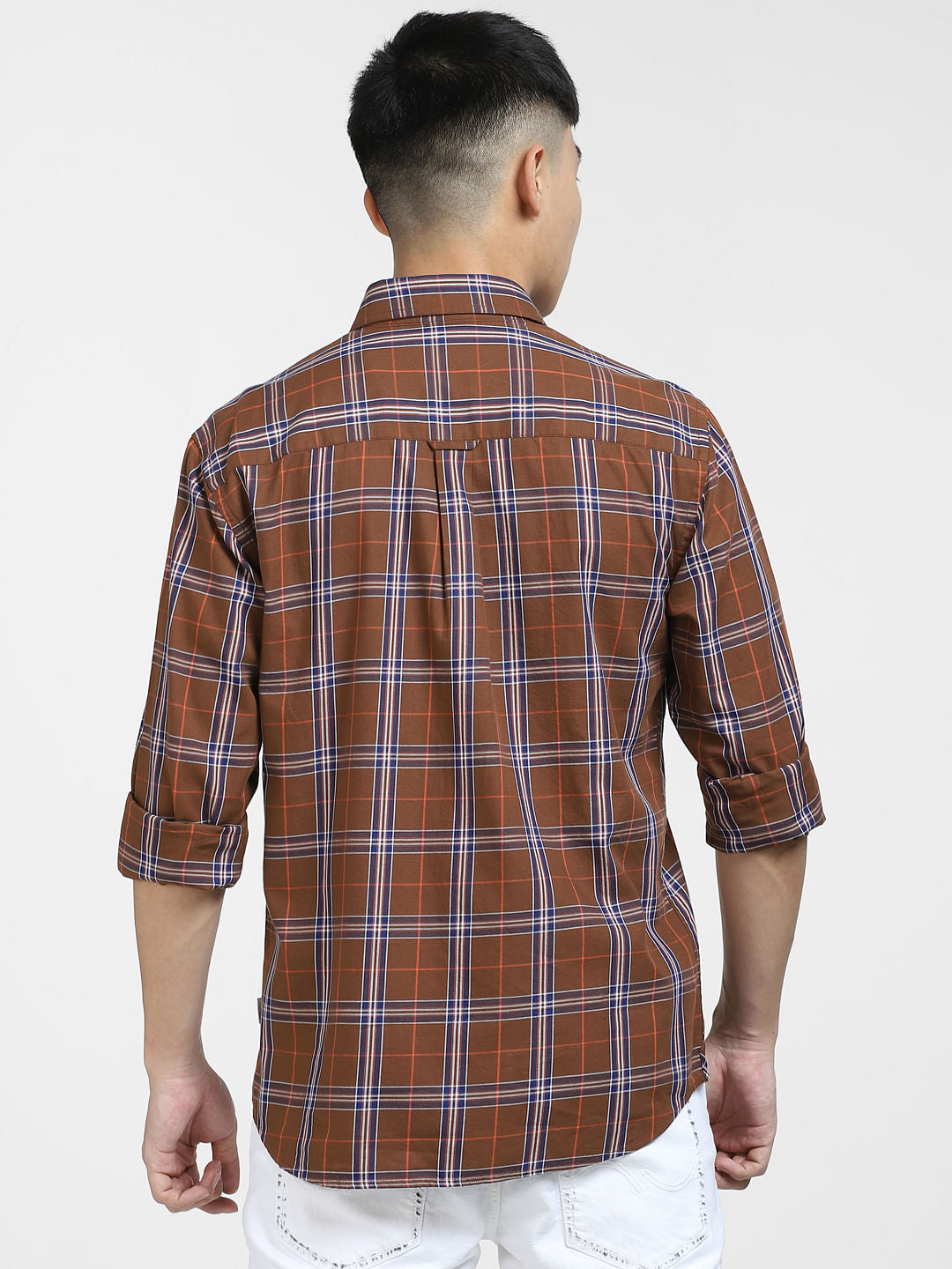 Brown Check Full Sleeves Shirt
