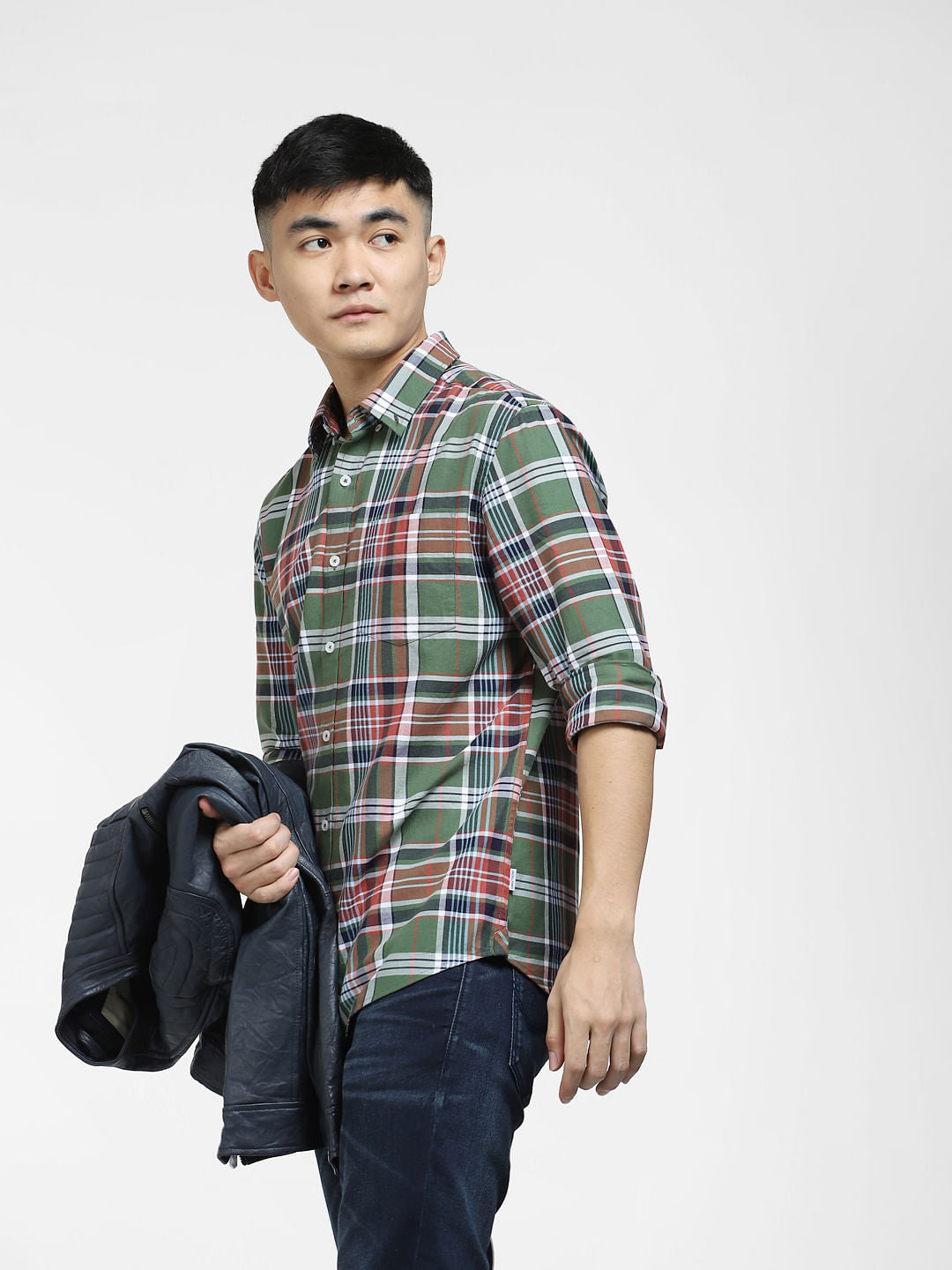 Green Check Print Full Sleeves Shirt