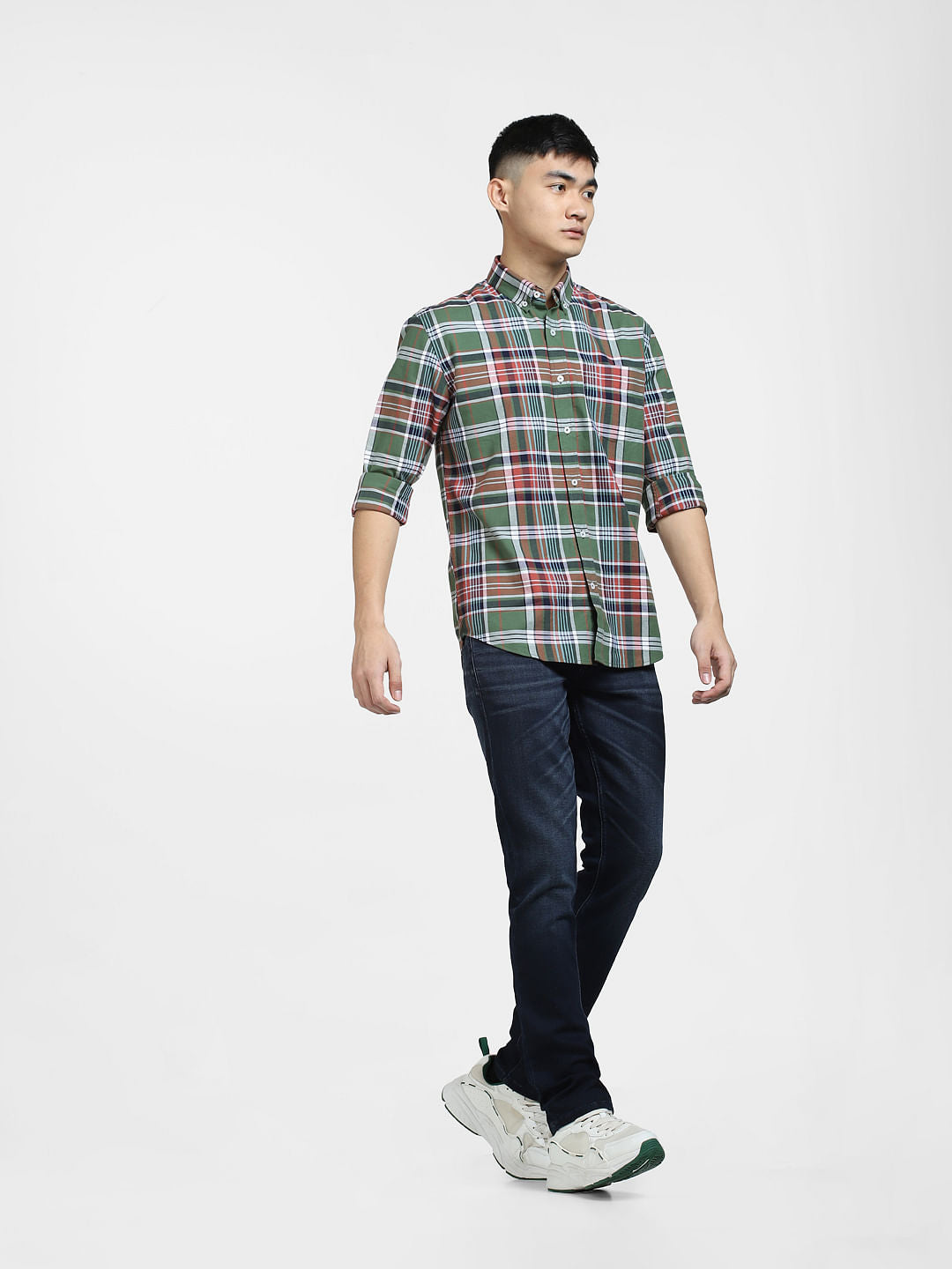 Green Check Print Full Sleeves Shirt