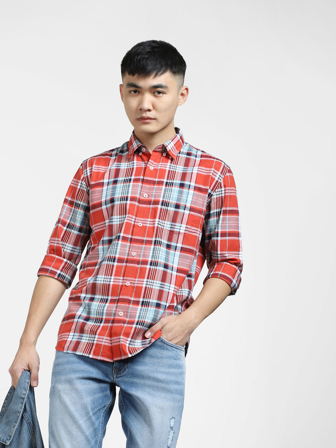 Red Check Print Full Sleeves Shirt