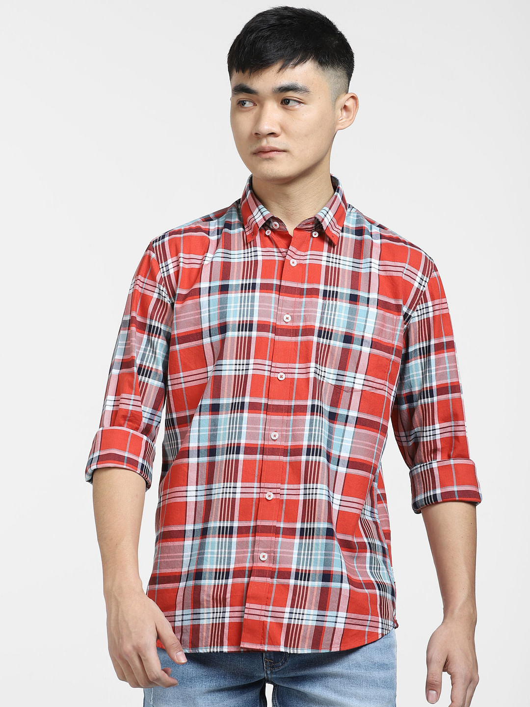Red Check Print Full Sleeves Shirt