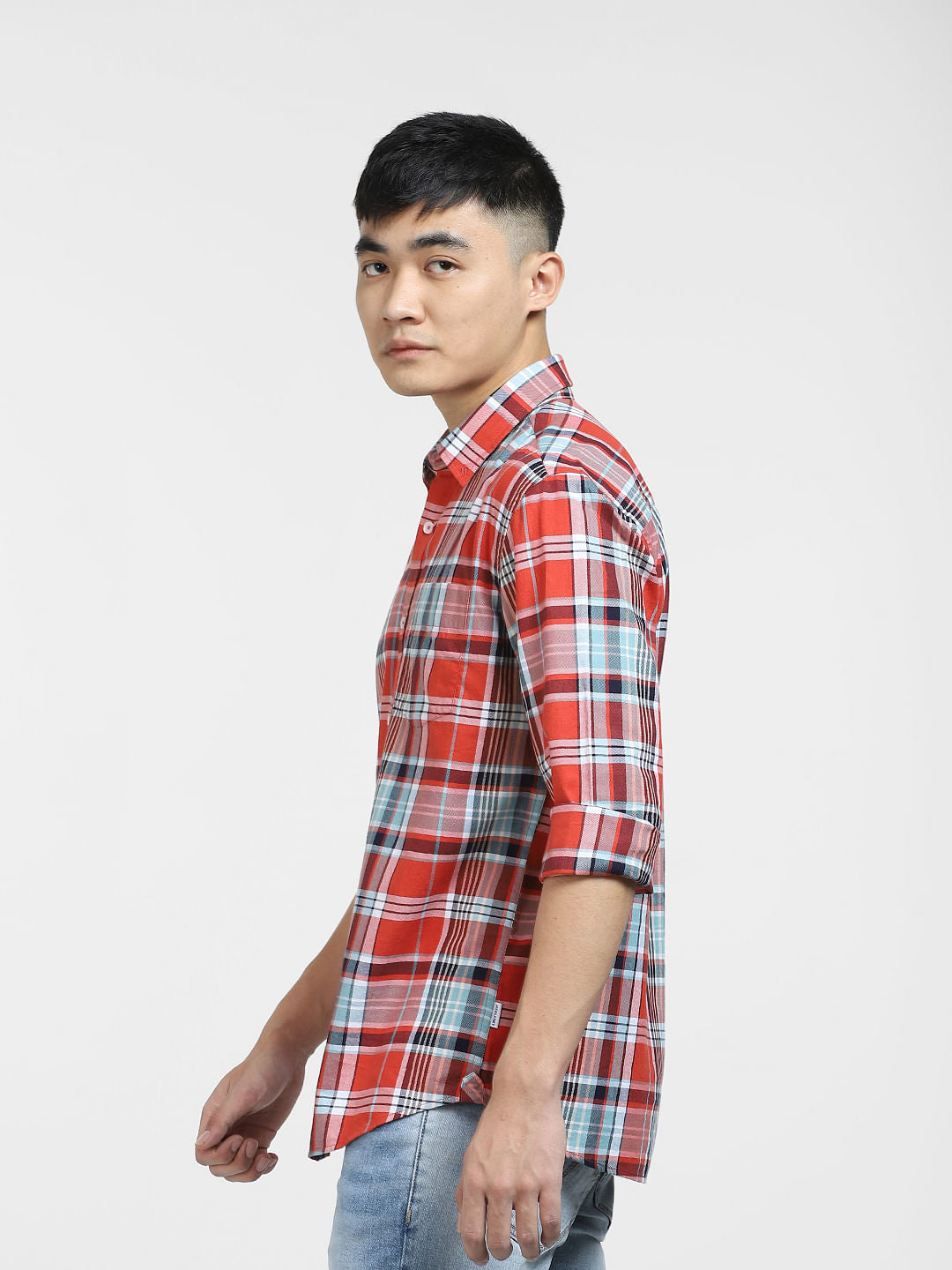 Red Check Print Full Sleeves Shirt