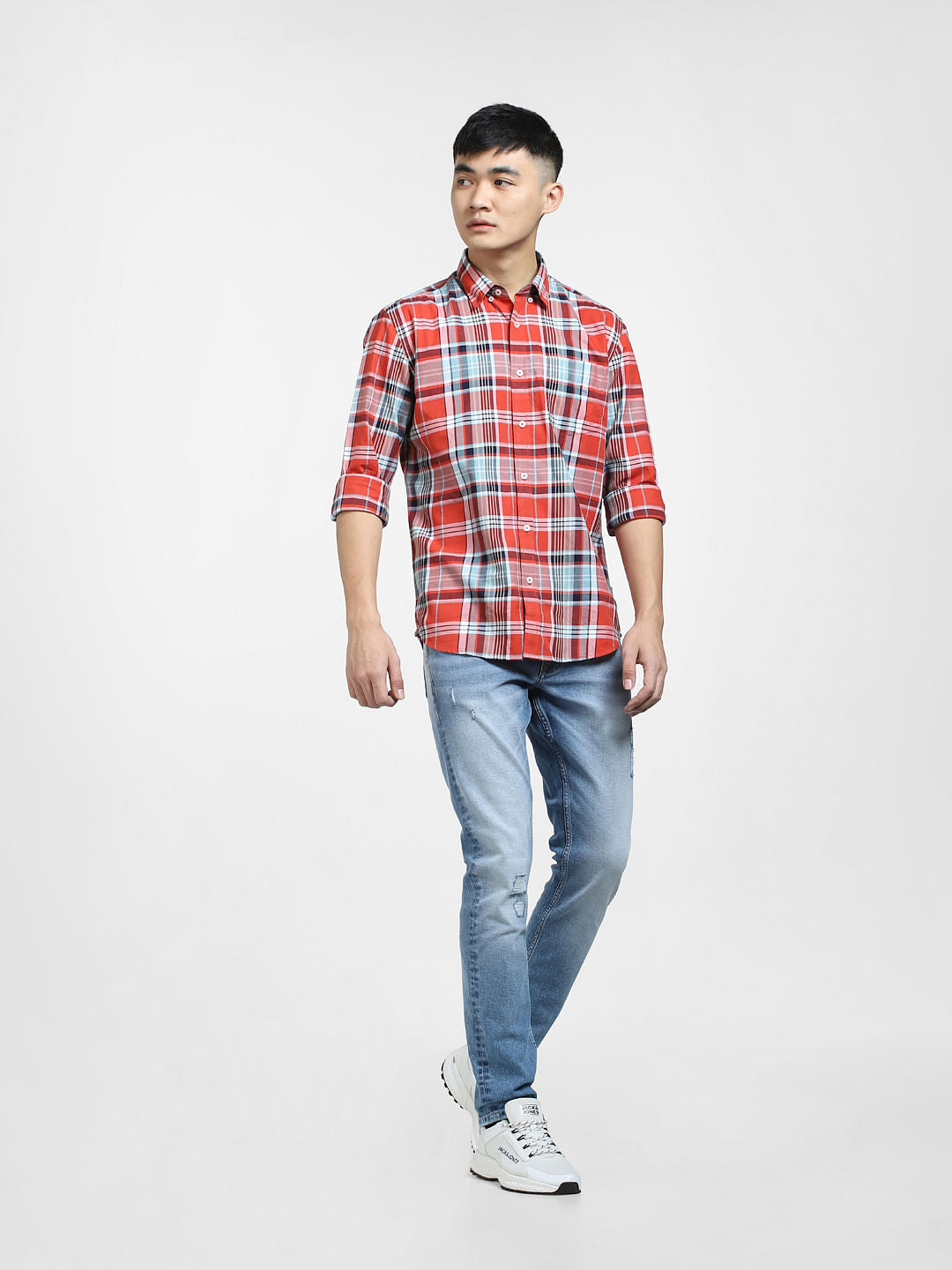 Red Check Print Full Sleeves Shirt