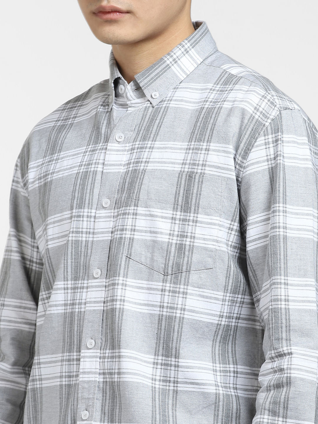 Grey Check Print Full Sleeves Shirt