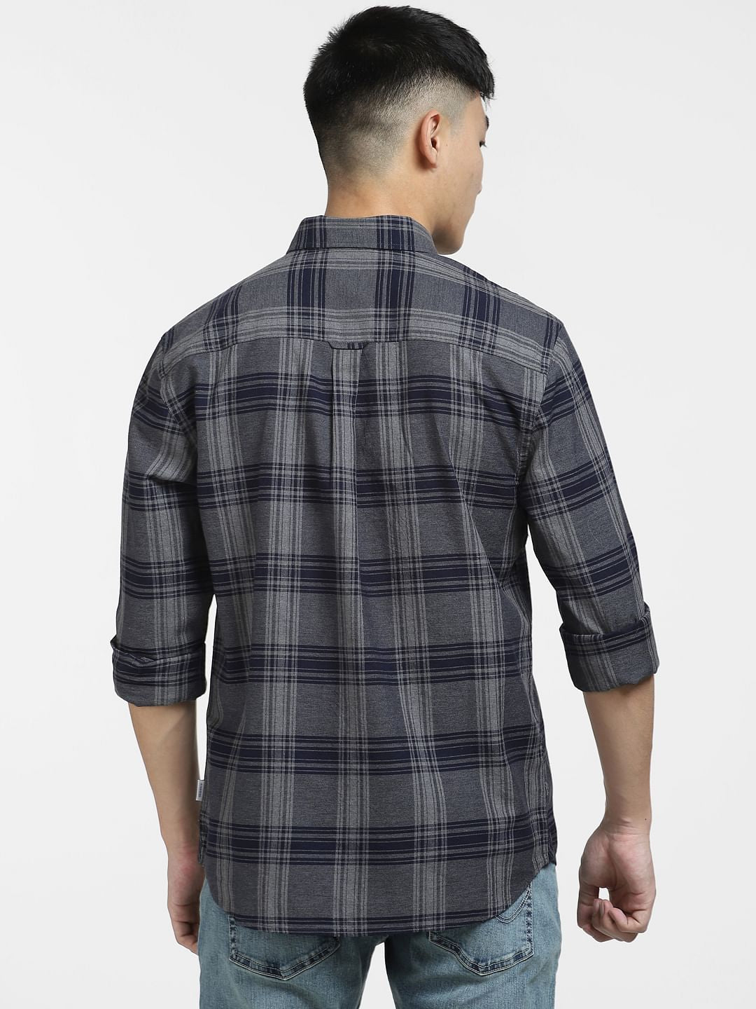 Blue & Grey Check Full Sleeves Shirt