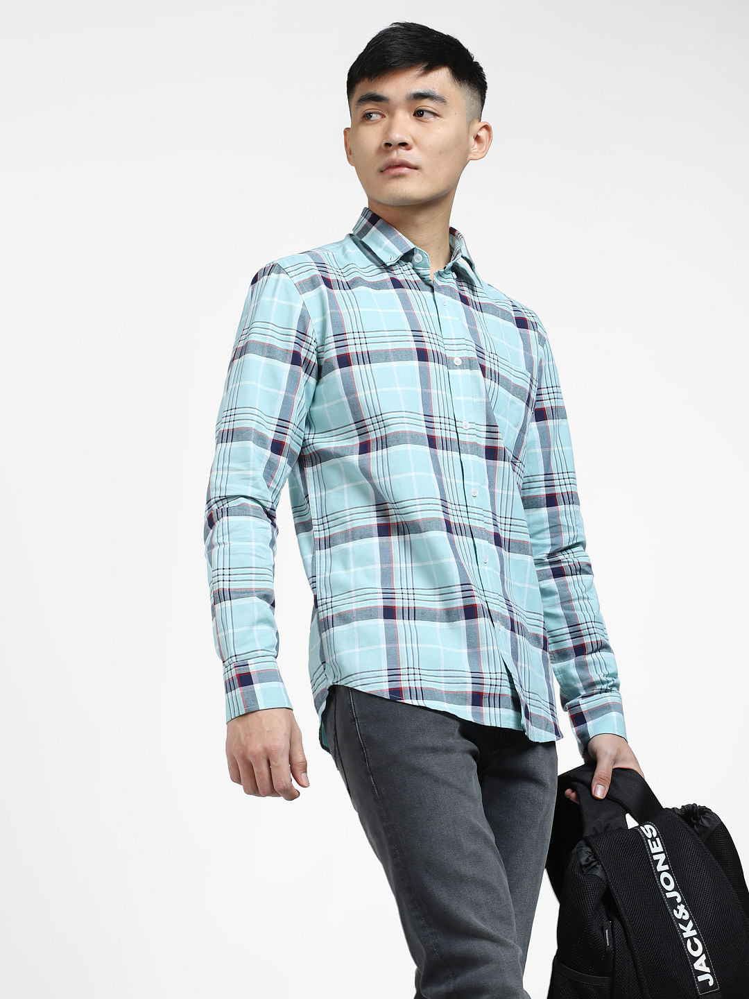 Light Blue Check Full Sleeves Shirt