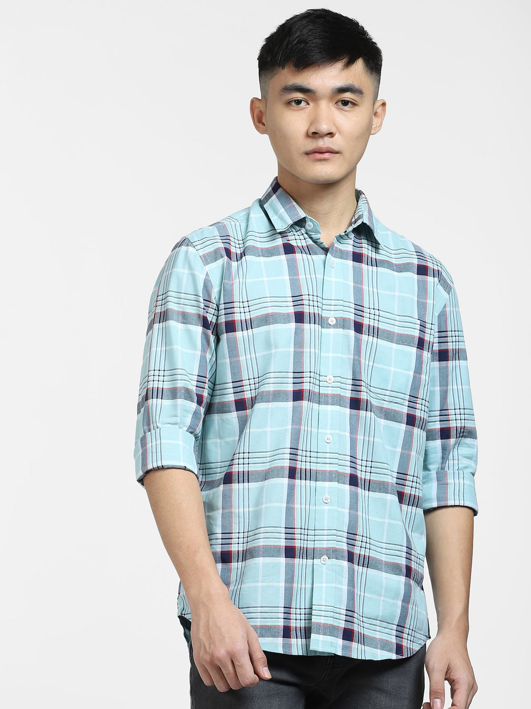 Light Blue Check Full Sleeves Shirt