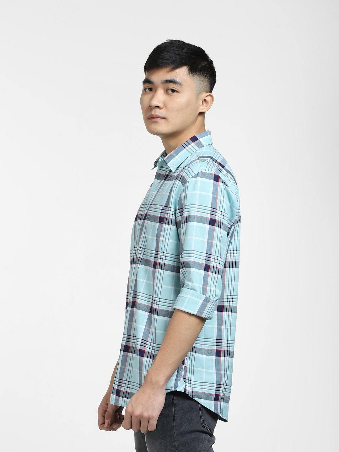 Light Blue Check Full Sleeves Shirt