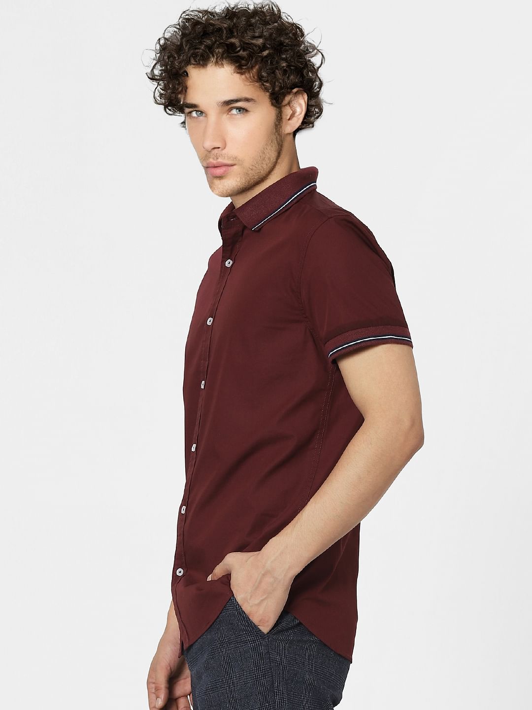 Maroon Half Sleeves Shirt