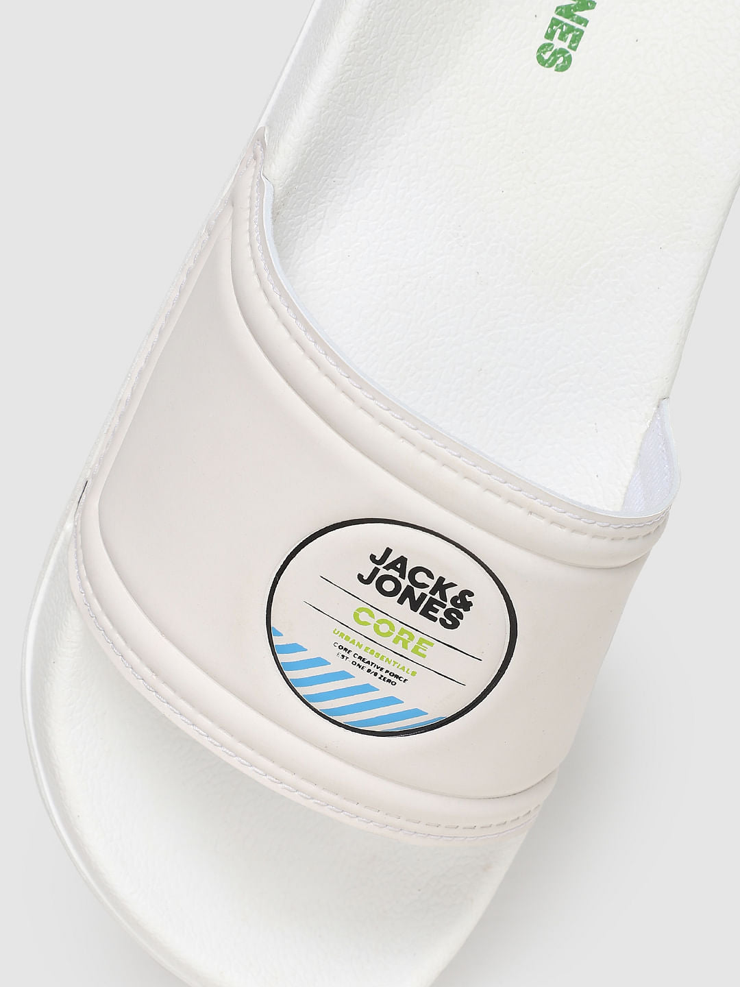 White Logo Print Sliders