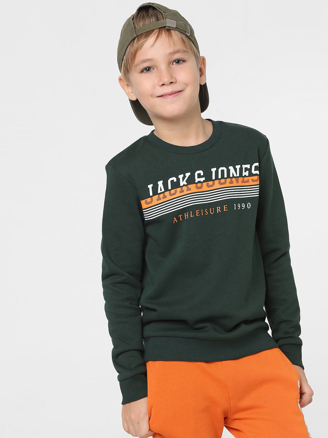 Dark Green Logo Print Sweatshirt