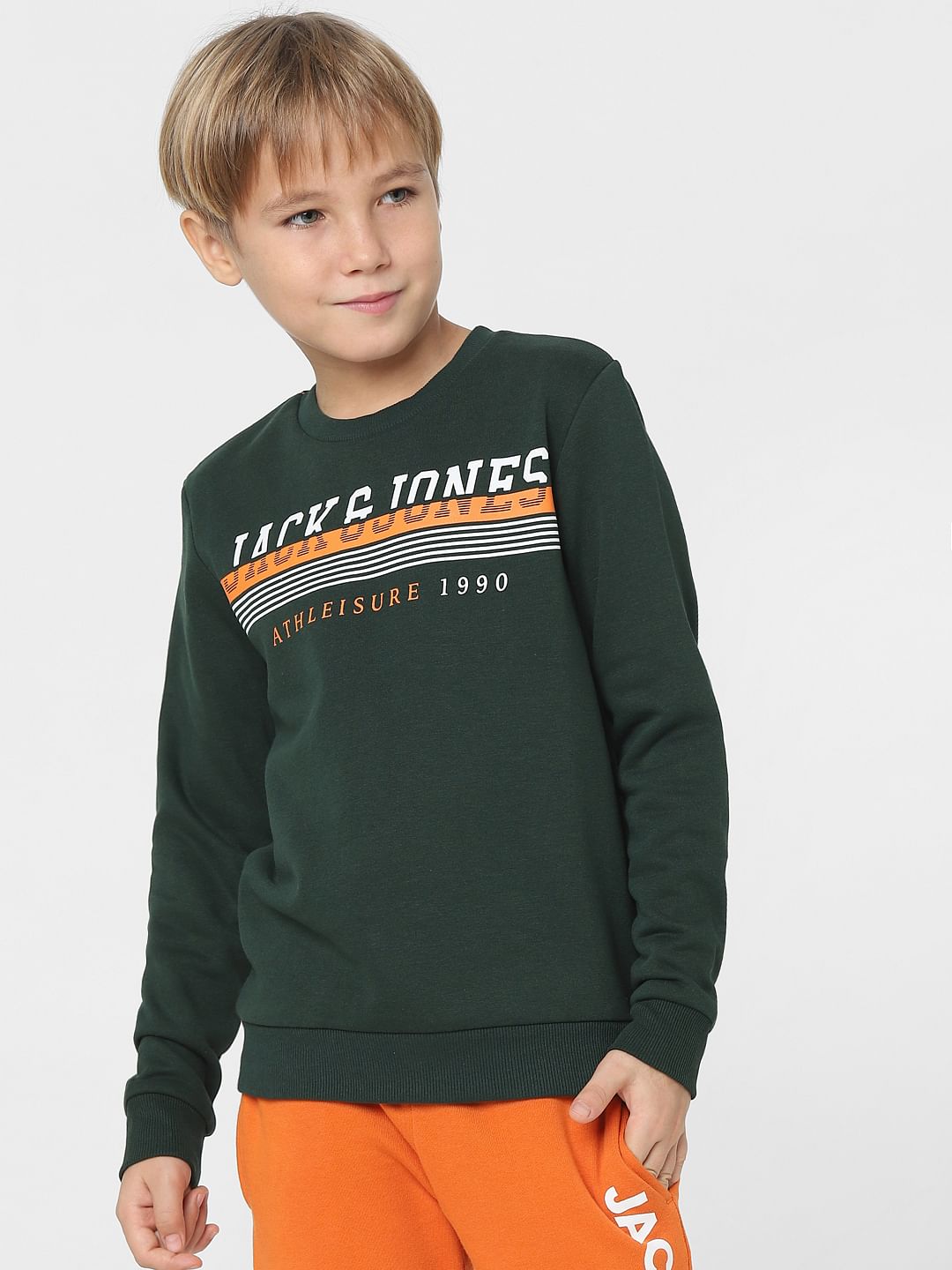 Dark Green Logo Print Sweatshirt
