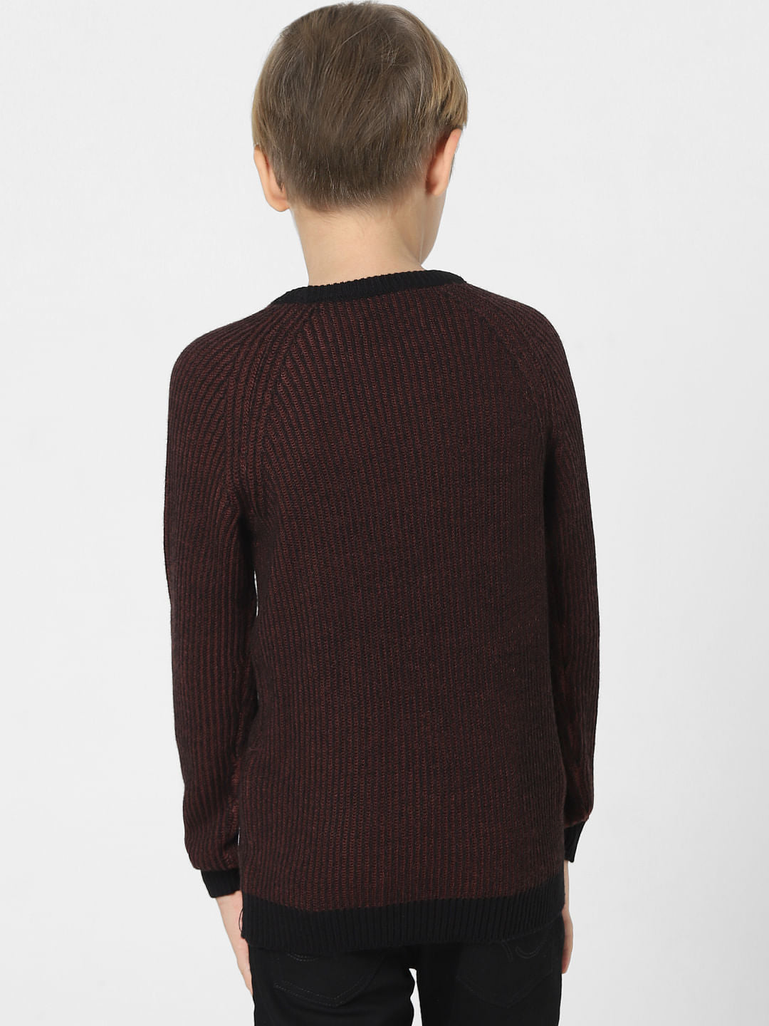 BOYS Dark Red Striped Sweater