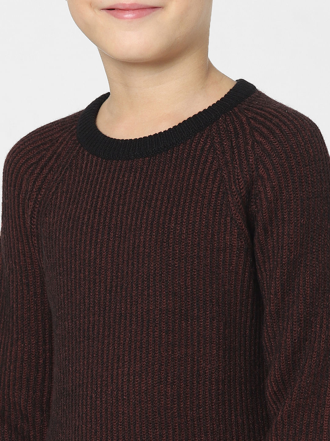 BOYS Dark Red Striped Sweater