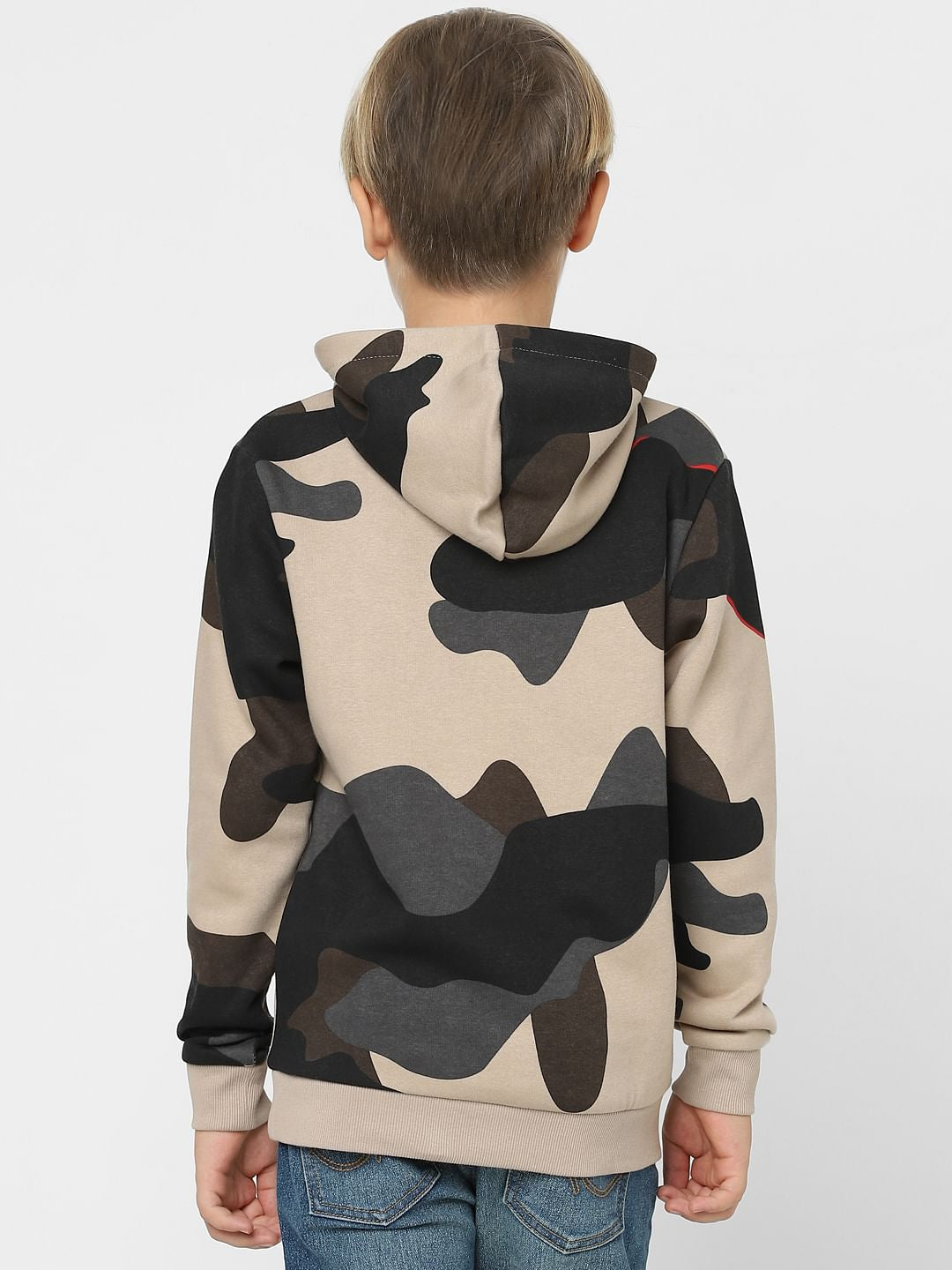 Boys Beige Camo Print Sweatshirt