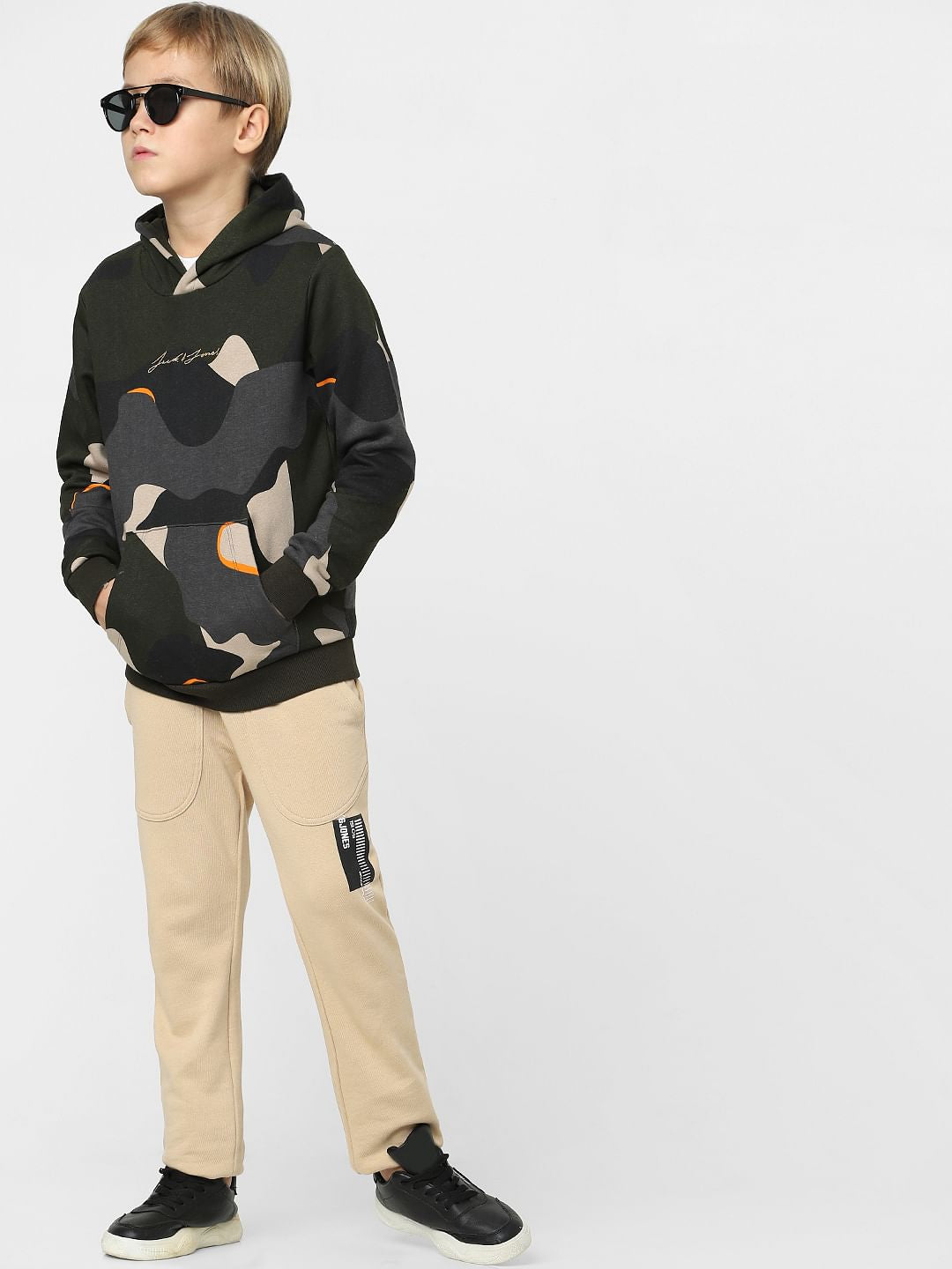 Boys Green Camo Print Sweatshirt