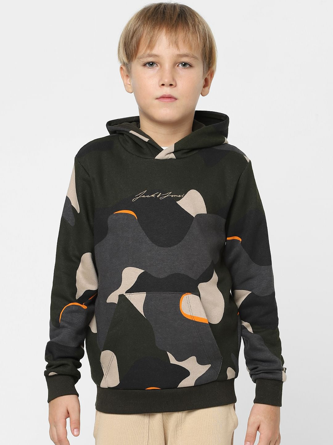Boys Green Camo Print Sweatshirt