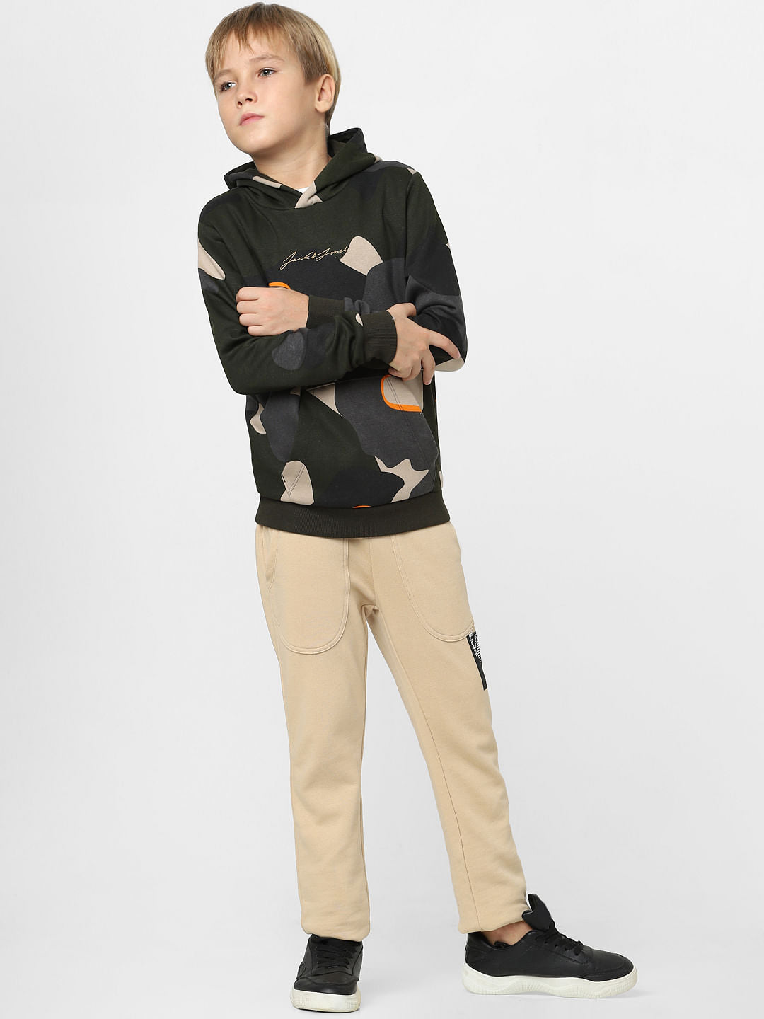 Boys Green Camo Print Sweatshirt