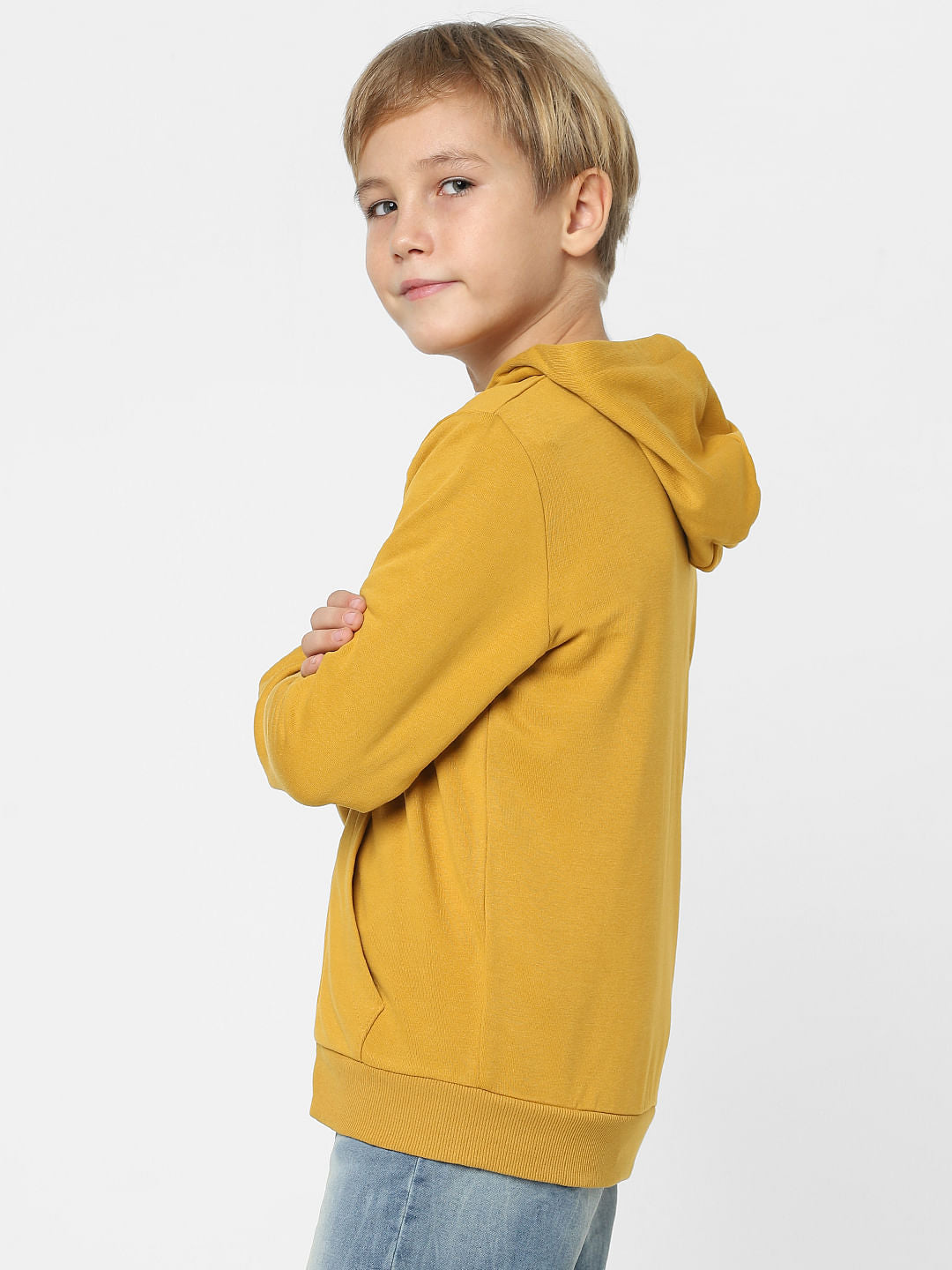 BOYS Mustard Zip-Up Hooded Sweatshirt