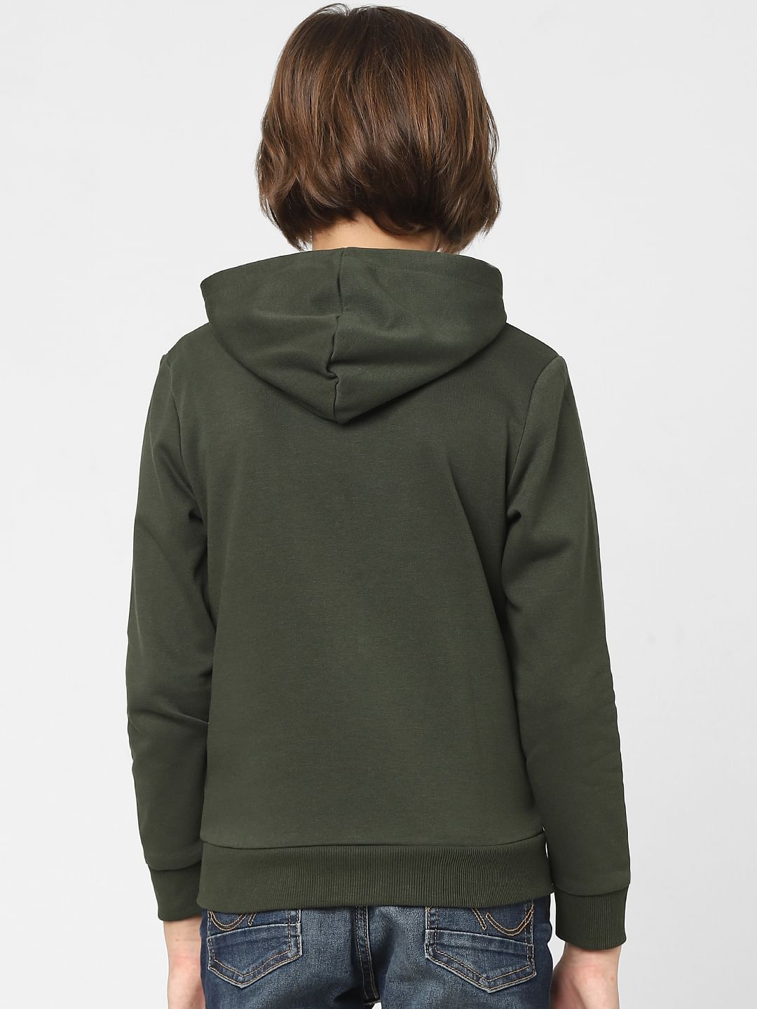 Boys Dark Green Zip-Up Sweatshirt
