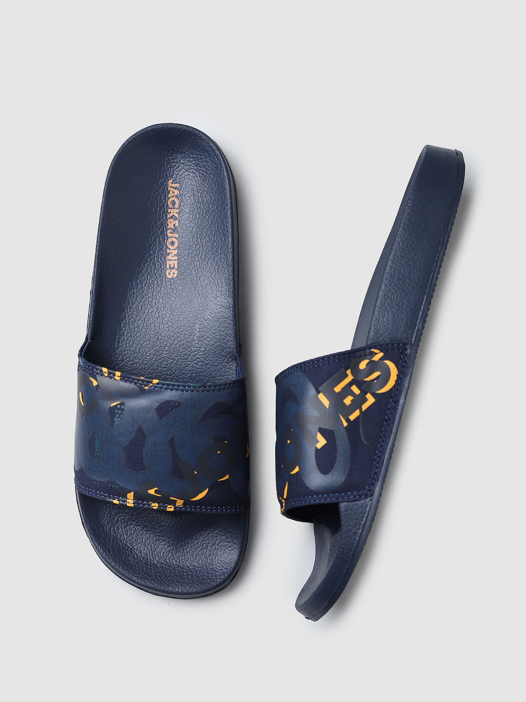 Navy Blue Typographic Print Sliders
