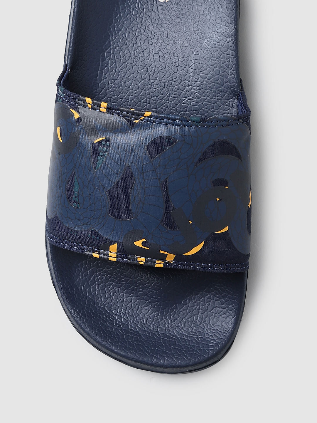 Navy Blue Typographic Print Sliders