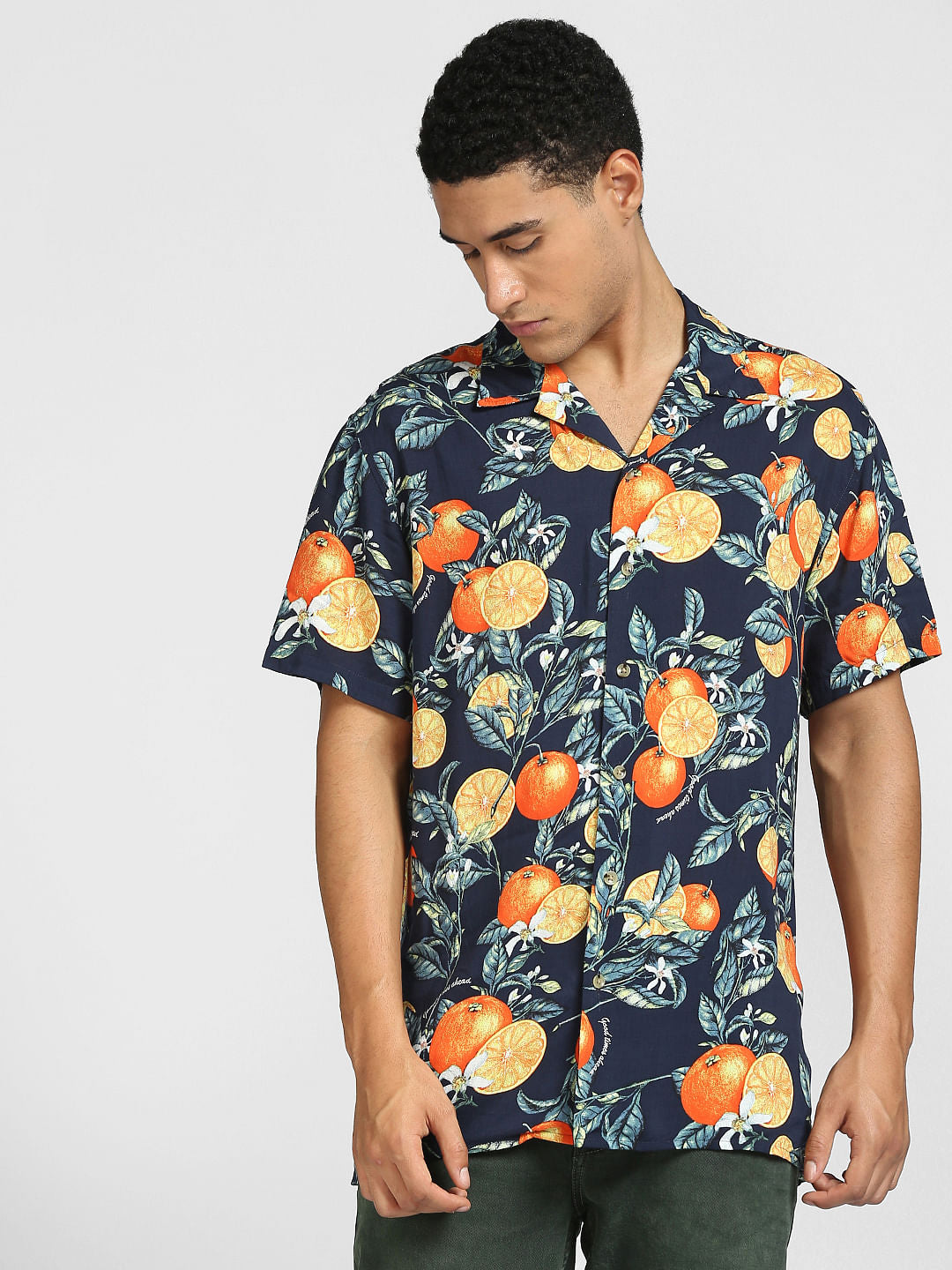 Blue Printed Half Sleeves Resort Shirt