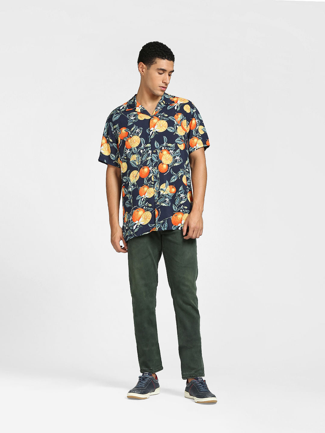 Blue Printed Half Sleeves Resort Shirt