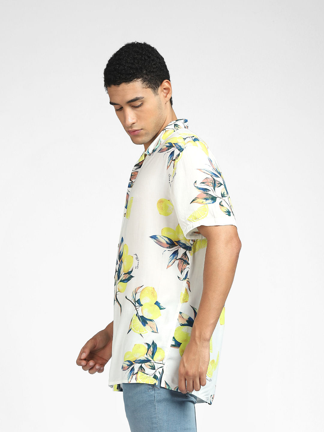 White Printed Half Sleeves Resort Shirt