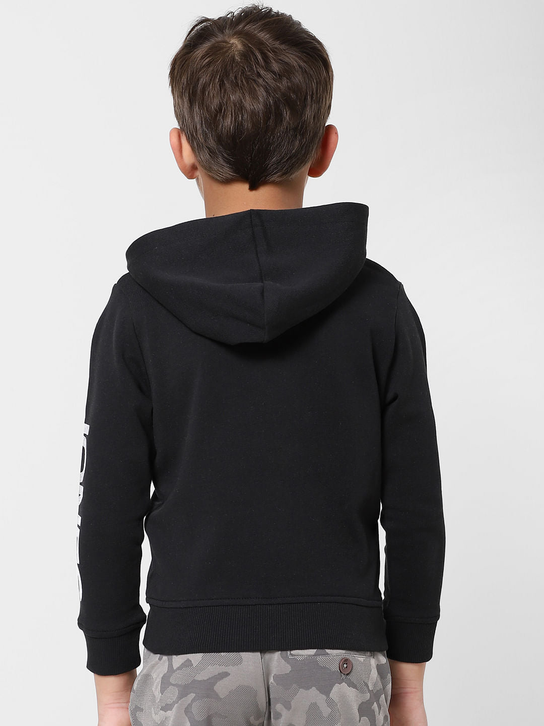 BOYS Black Zip Up Hooded Sweatshirt