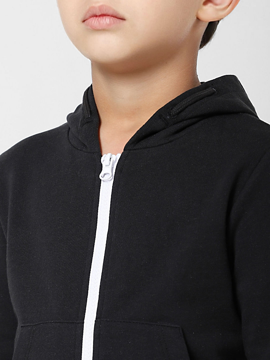 BOYS Black Zip Up Hooded Sweatshirt