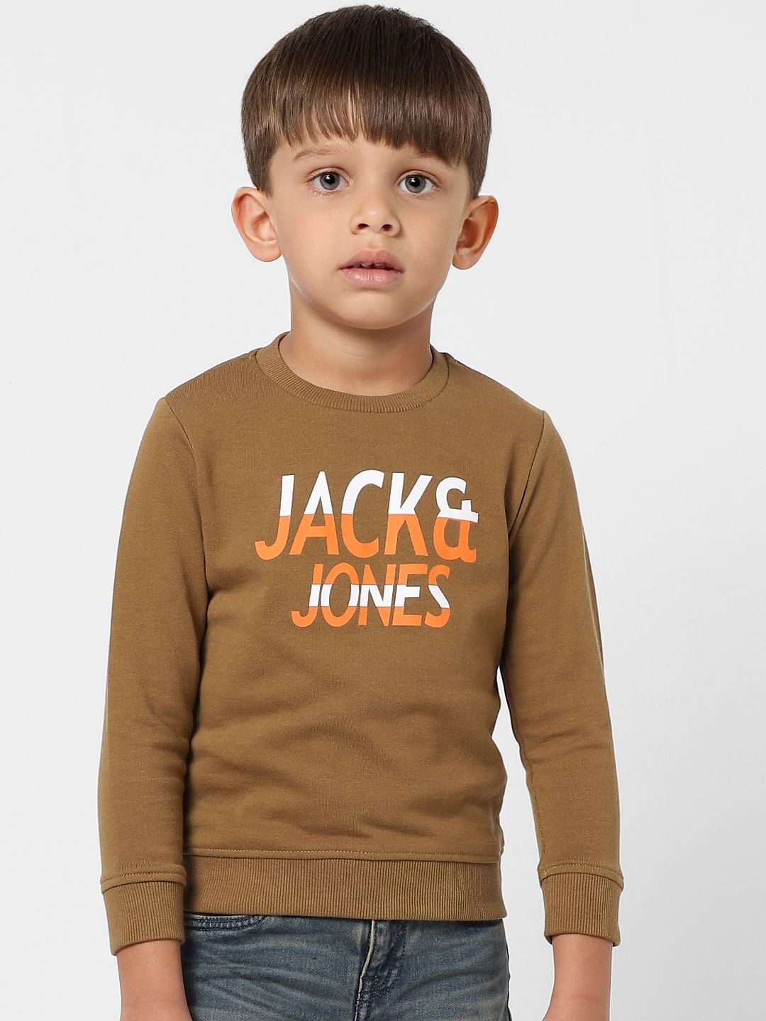 BOYS Brown Logo Print Sweatshirt