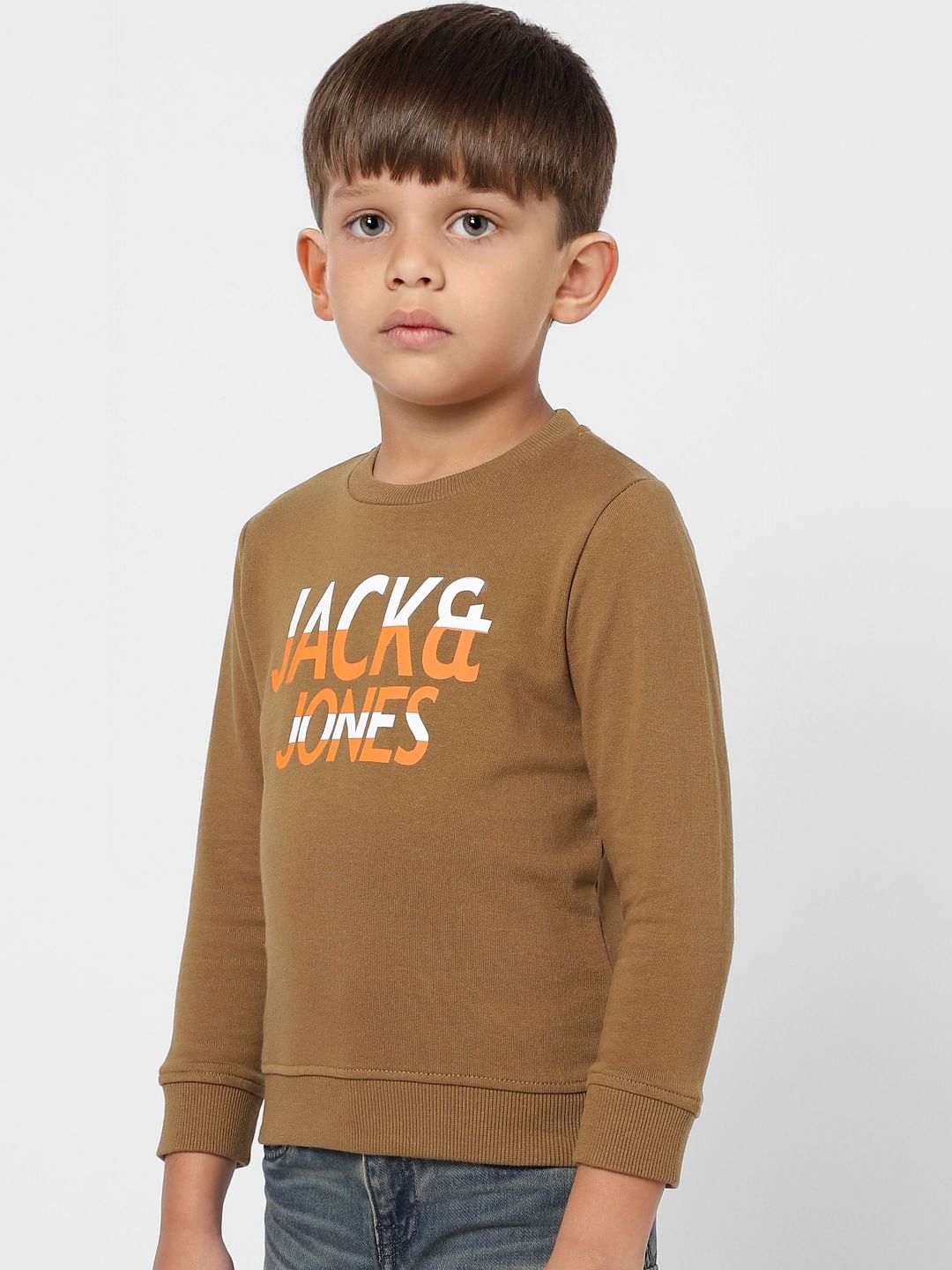 BOYS Brown Logo Print Sweatshirt