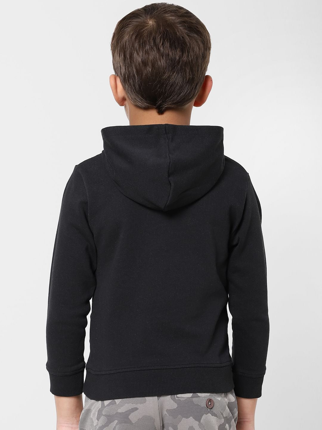 BOYS Black Logo Print Hooded Sweatshirt