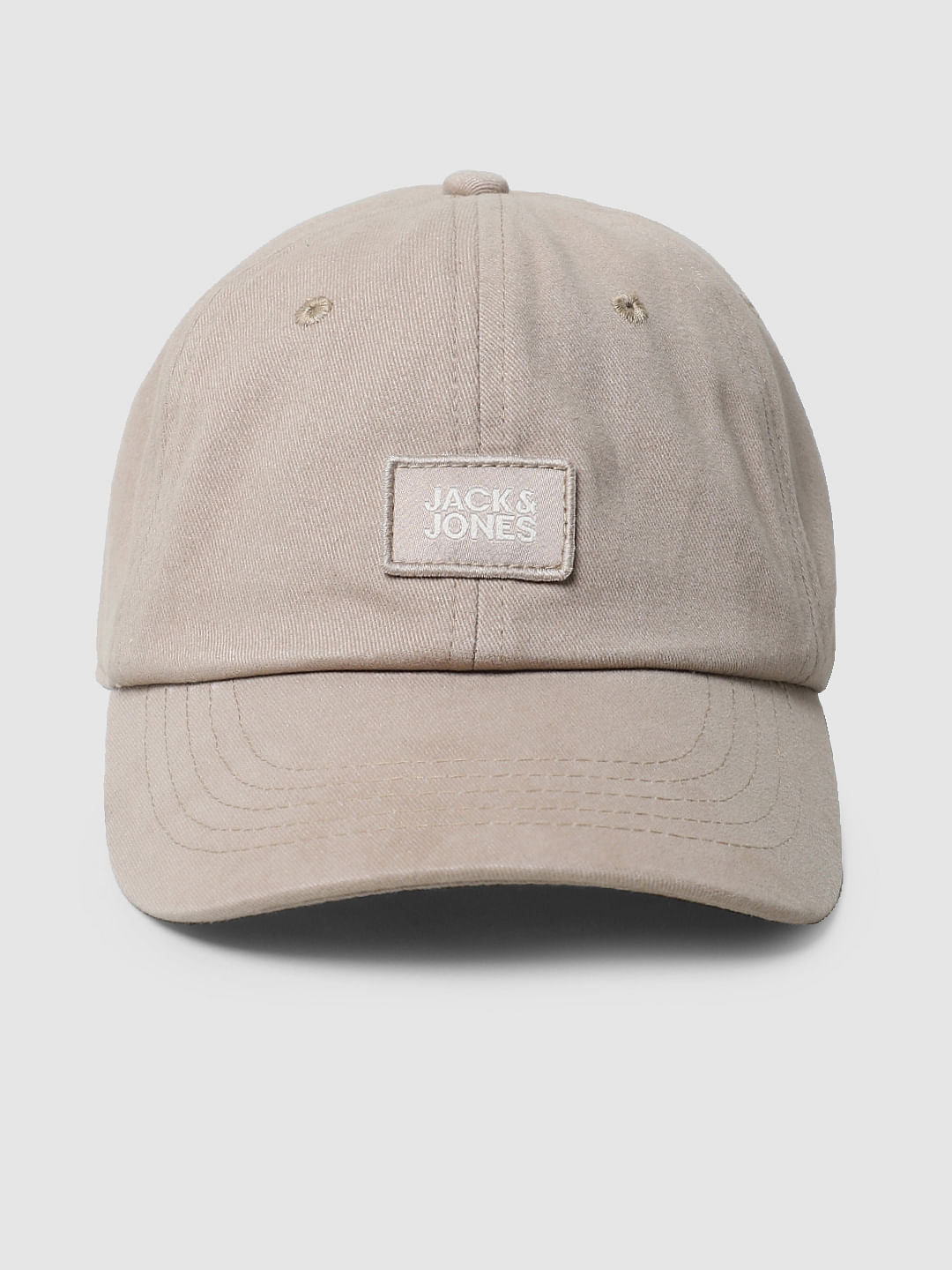 Dark Beige Embroidered Badge Baseball Cap