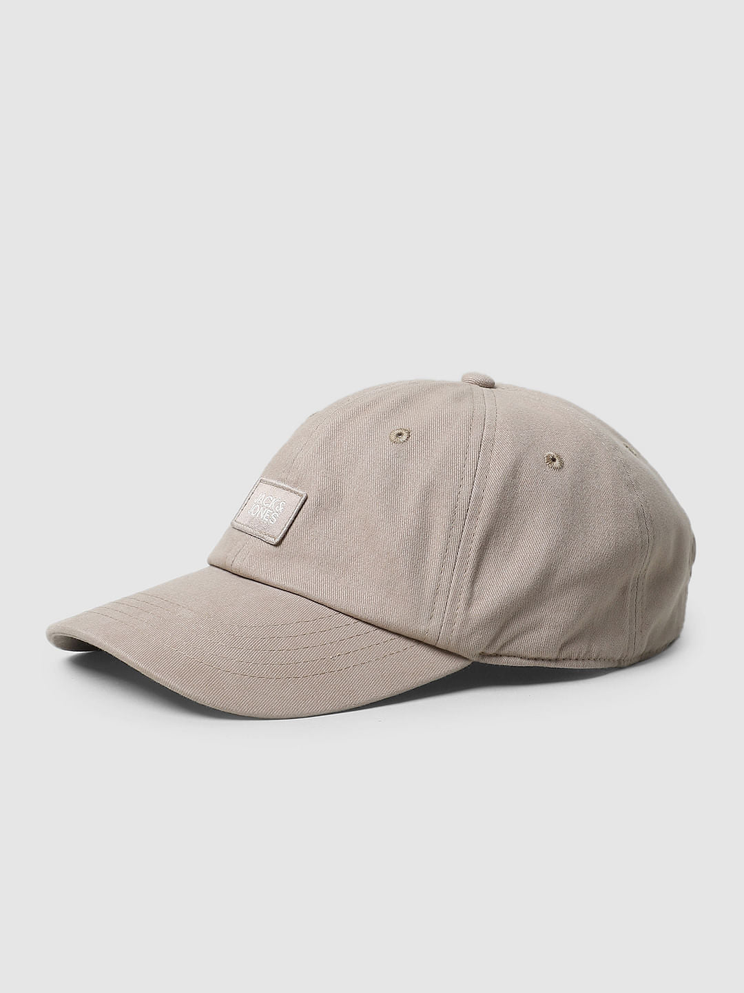 Dark Beige Embroidered Badge Baseball Cap