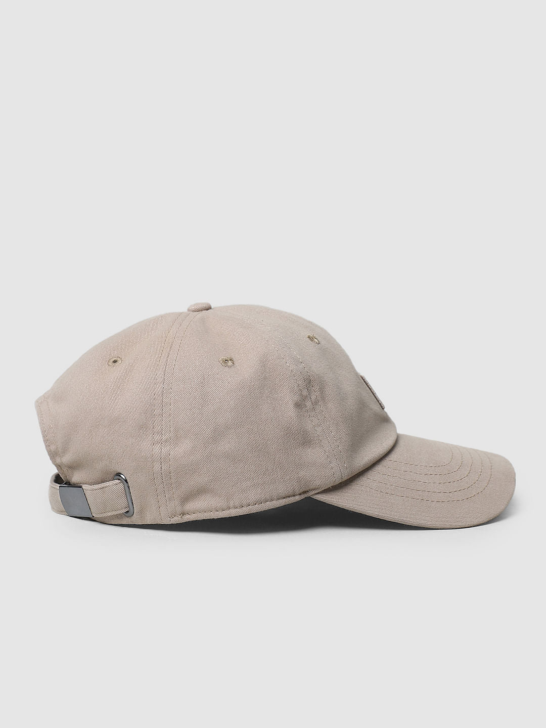 Dark Beige Embroidered Badge Baseball Cap