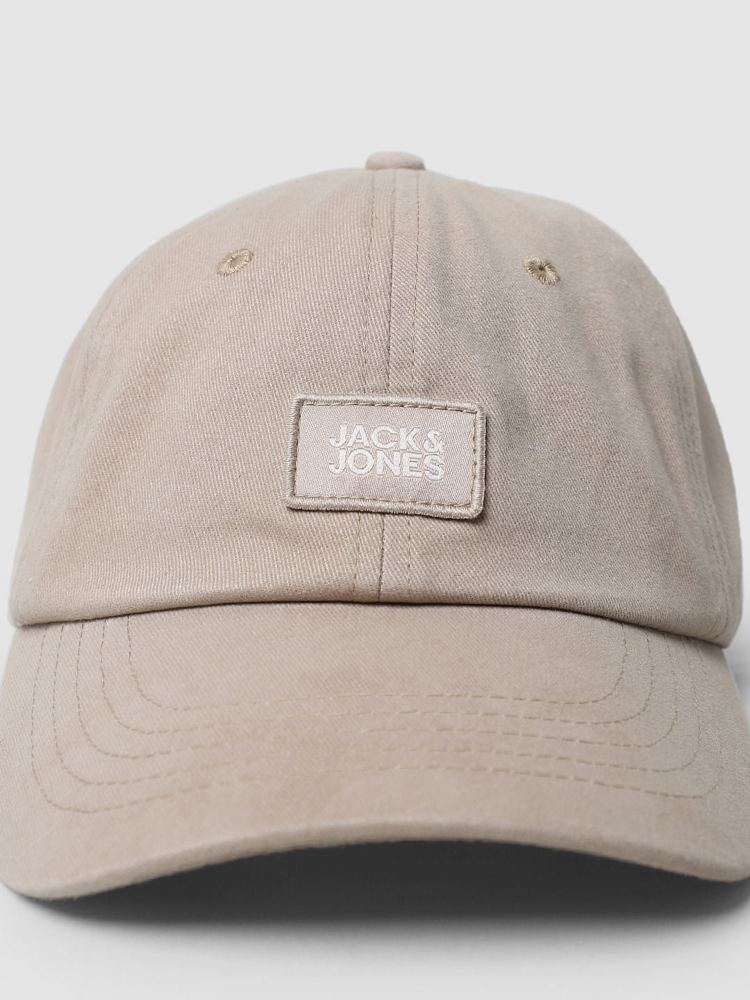 Dark Beige Embroidered Badge Baseball Cap