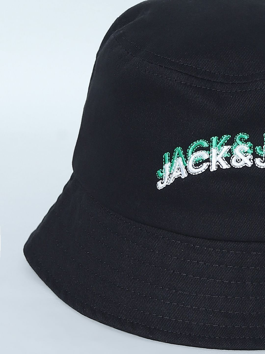 Black Embroidered Logo Bucket Hat