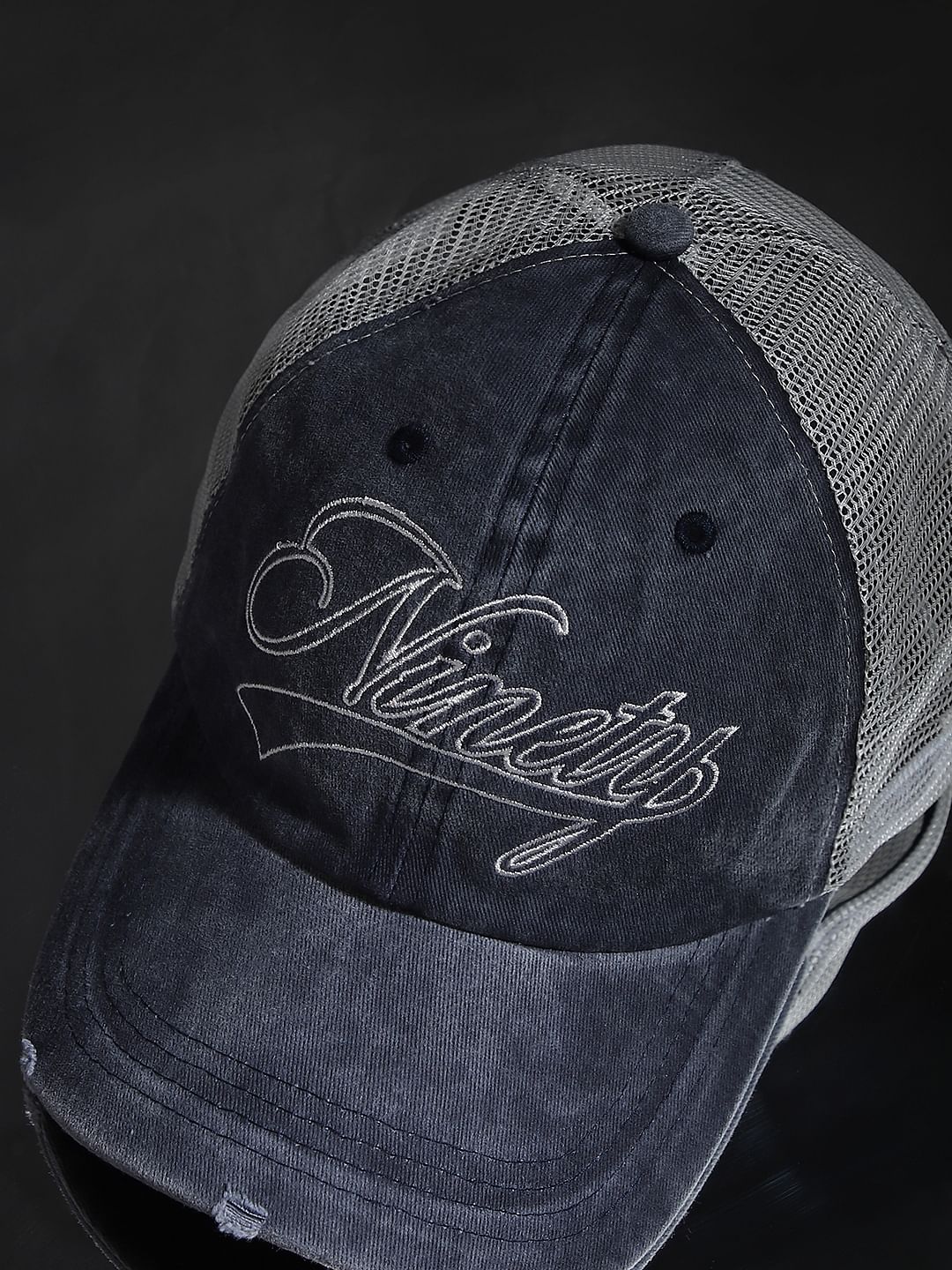 Blue Embroidered Denim Cap