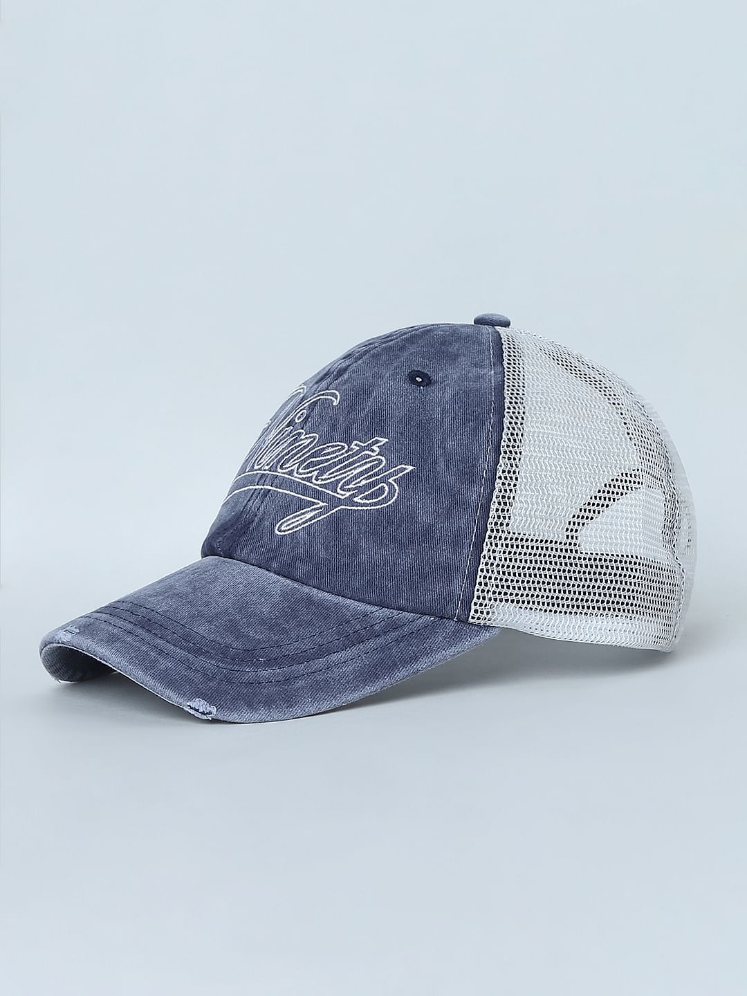 Blue Embroidered Denim Cap