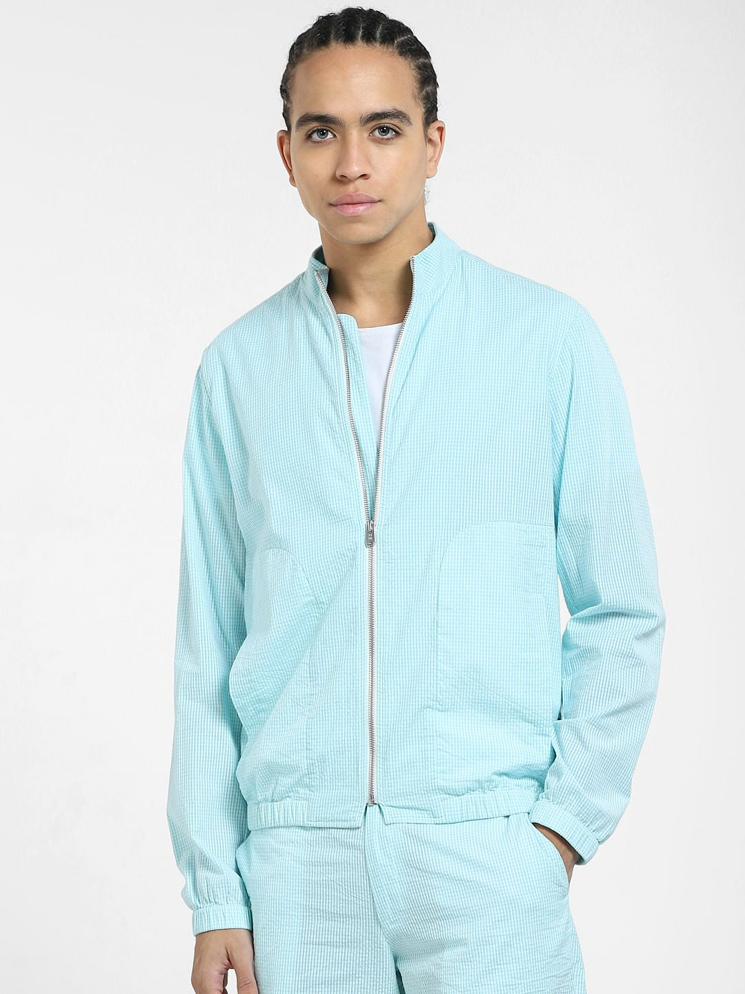 Turquoise Printed Co-ord Jacket