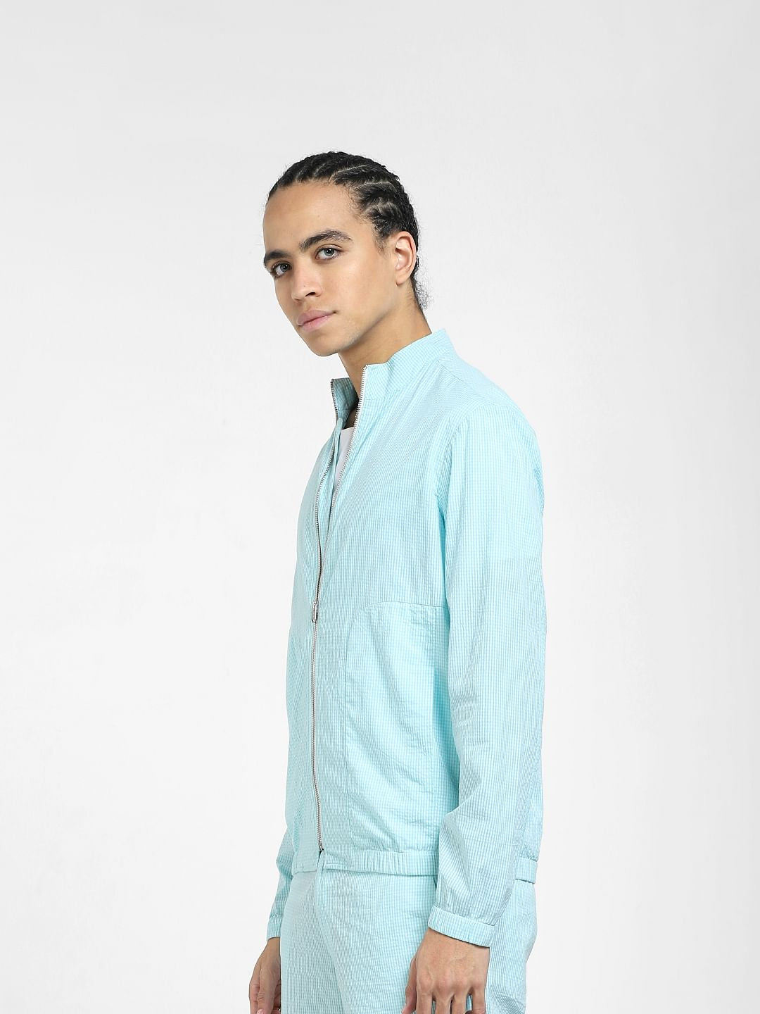 Turquoise Printed Co-ord Jacket